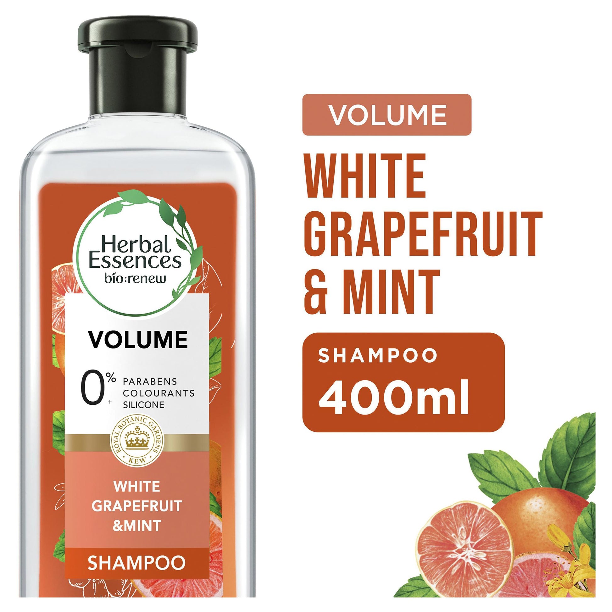 Herbal Essences Bio Renew White Grapefruit & Mint Volume Shampoo 400ml - Lightweight Volumizing Shampoo for Fine Hair with Re