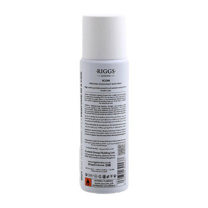 Riggs London Icon Perfumed Deodorant Body Spray 250ml Long-Lasting Fresh & Masculine Fragrance