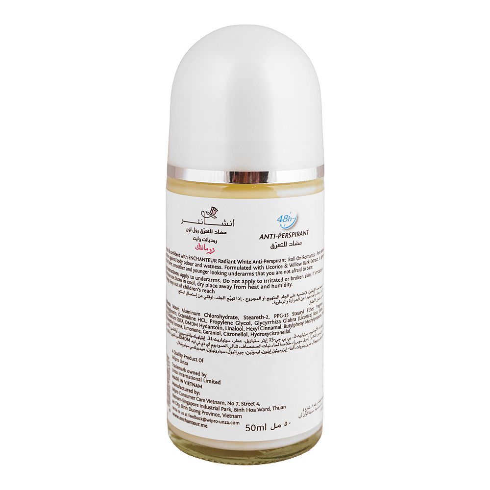 Enchanteur Whitening Anti-Perspirant Pore Refine Romantic Roll-On 50ml - Long Lasting Brightening Deodorant for Women Fresh F