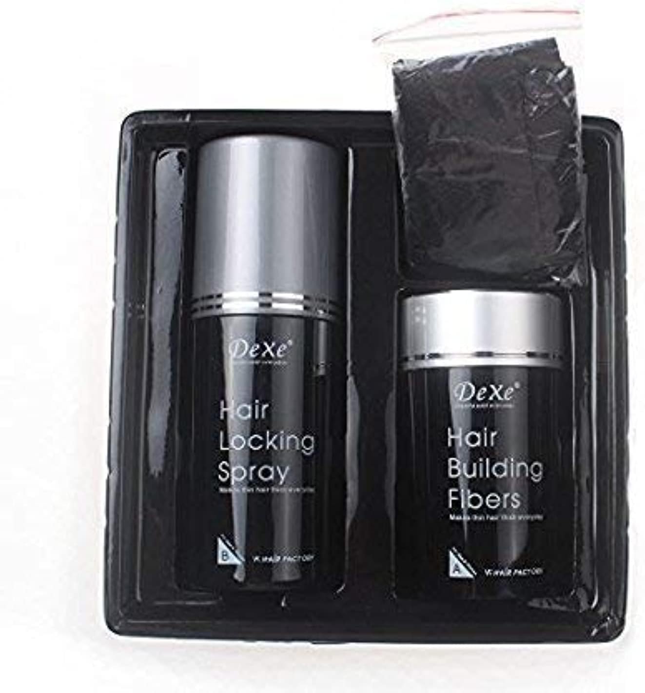 Dexe Hair Building Fibers 22 g with Hair Lock Spray 100 ml Instant Hair Thickening & Long-Lasting Hold