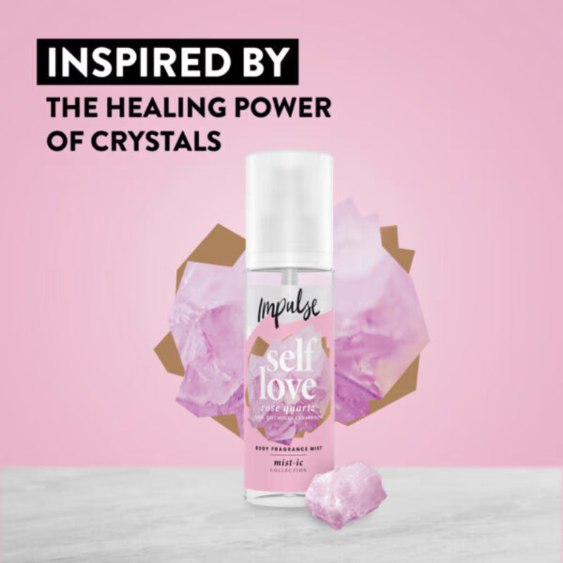 Impulse Self Love Rose Quartz Rose, Patchouli & Cedarwood Body Fragrance Mist 150ml – Long Lasting Body Mist for Women, Flora