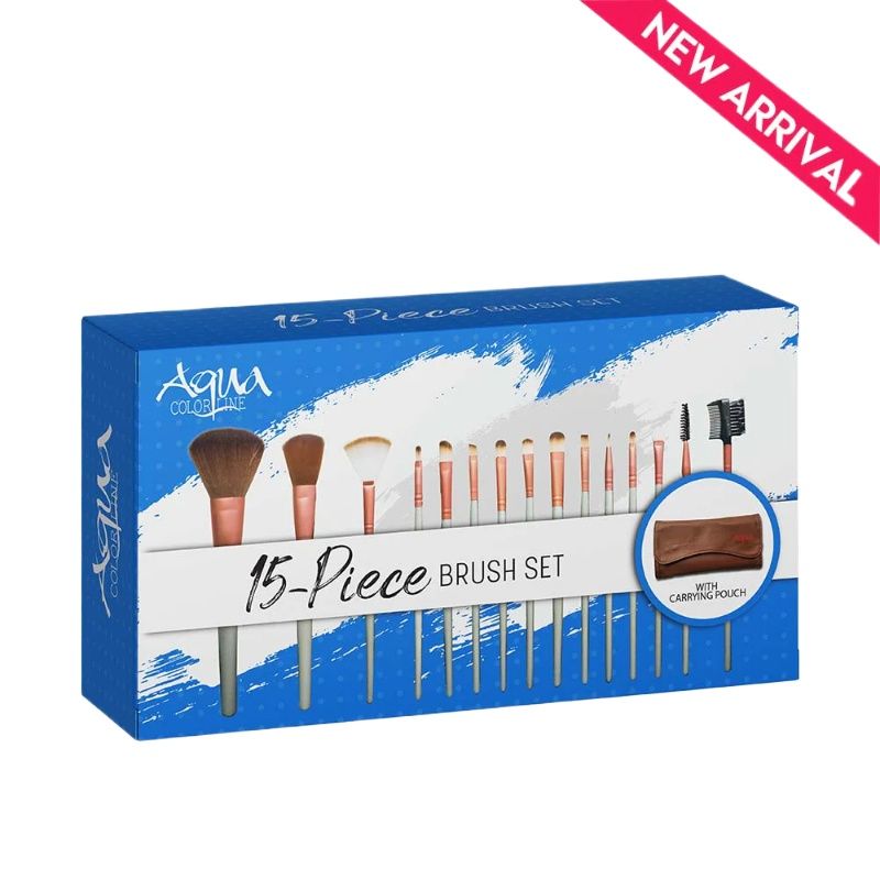 Aqua color line 15 pieces Brush Set