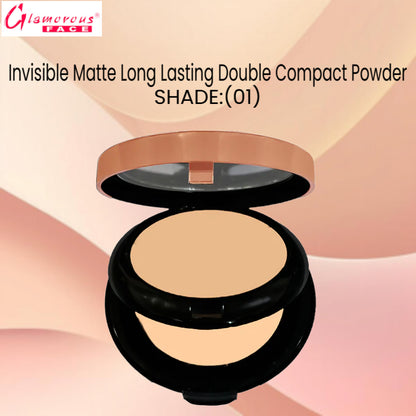 Glamorous Face Invisible Matte Long Lasting Double Compact Powder (Shade:01)