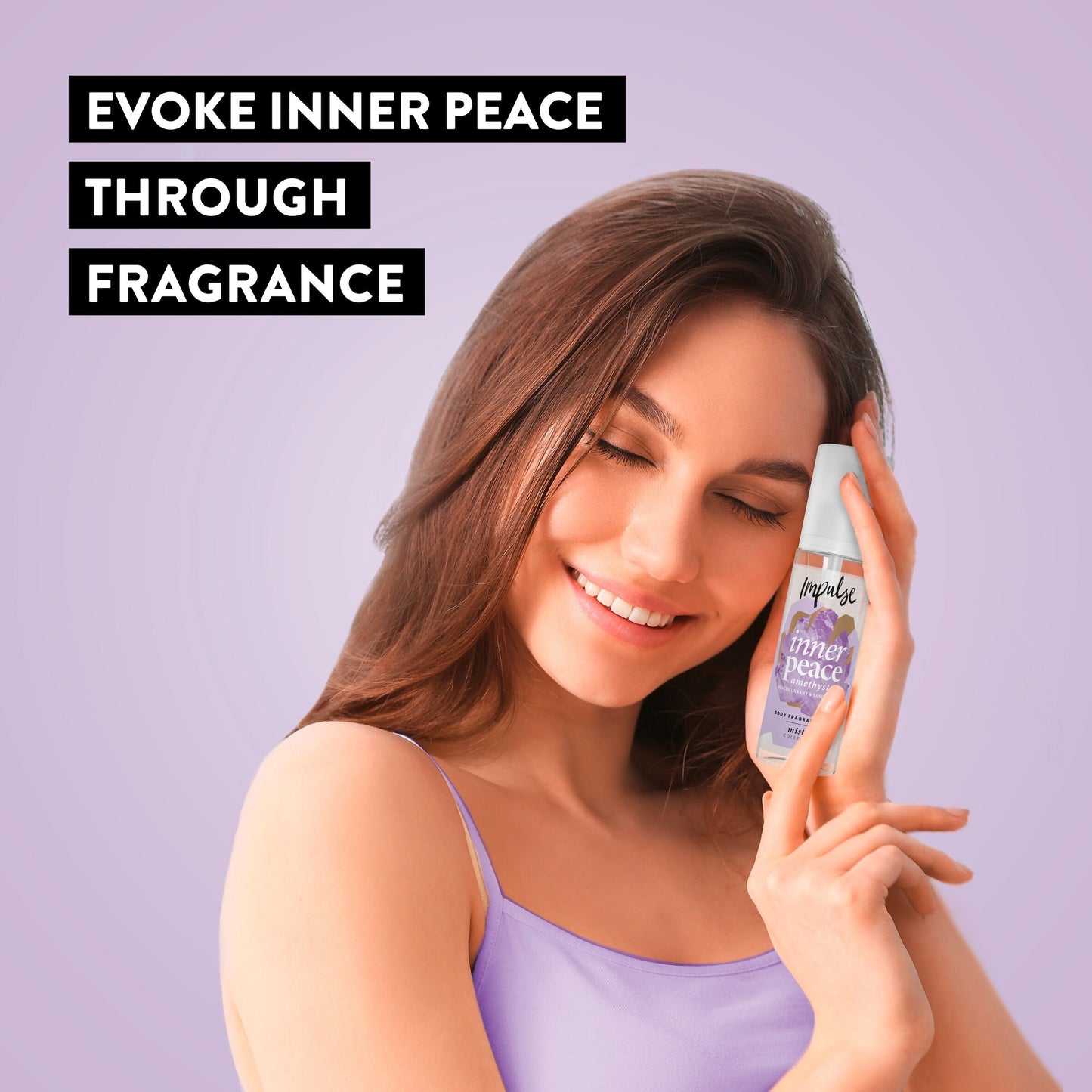 Impulse Inner Peace Amethyst Blackcurrant & Sandalwood Body Fragrance Mist 150ml – Long Lasting Body Mist for Women, Fresh Fr