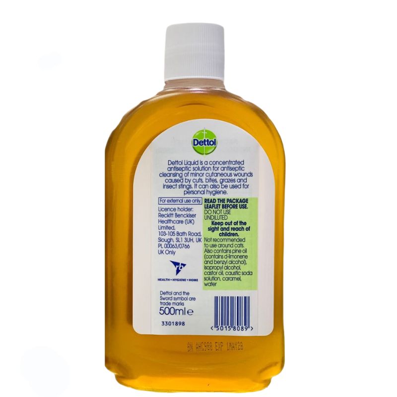 Dettol Antiseptic Liquid Chloroxylenol 4.8% w/v 500ml - Multi-Purpose Disinfectant for Germ Protection & Hygiene