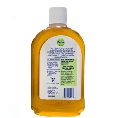 Dettol Antiseptic Liquid Chloroxylenol 4.8% w/v 500ml - Multi-Purpose Disinfectant for Germ Protection & Hygiene