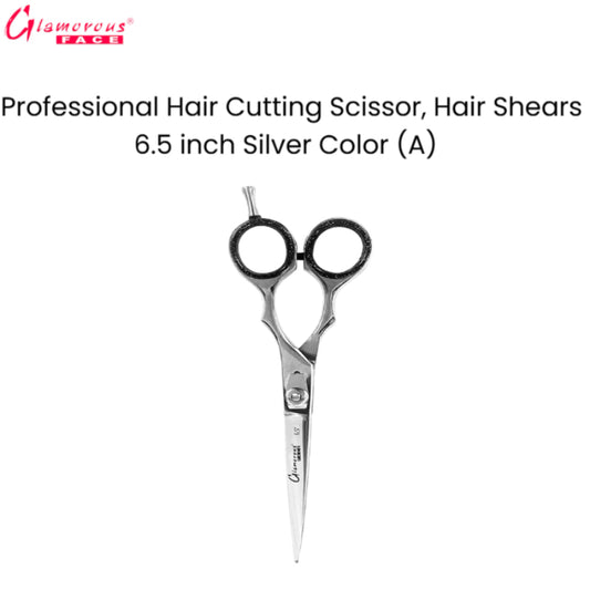 Glamorous Face Professional Hair Cutting Scissor, Hair Shears 6.5 inch Silver Color (A)