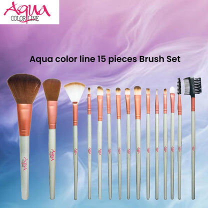 Aqua color line 15 pieces Brush Set