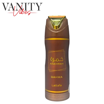 Khamrah Qahwa by Lattafa Perfumed Deodorant Spray 200 ml Long-Lasting Freshness & Warm Gourmand Fragrance