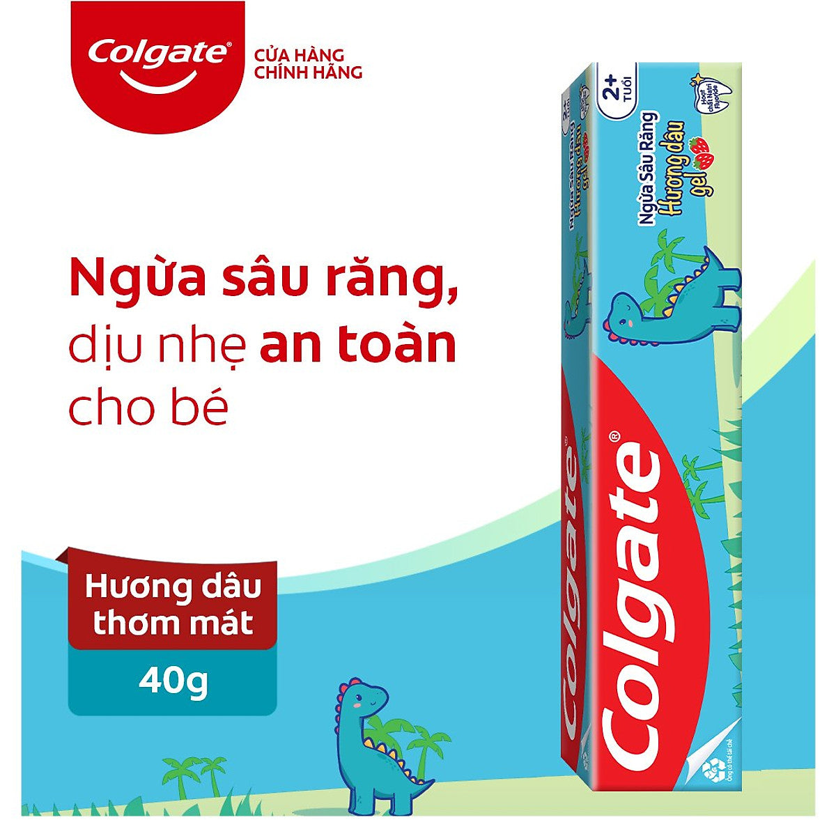 Colgate Ngua Sau Rang Hurong Dau Gel 2+ Dinosaur Toothpaste 40g Gentle Cavity Protection for Kids