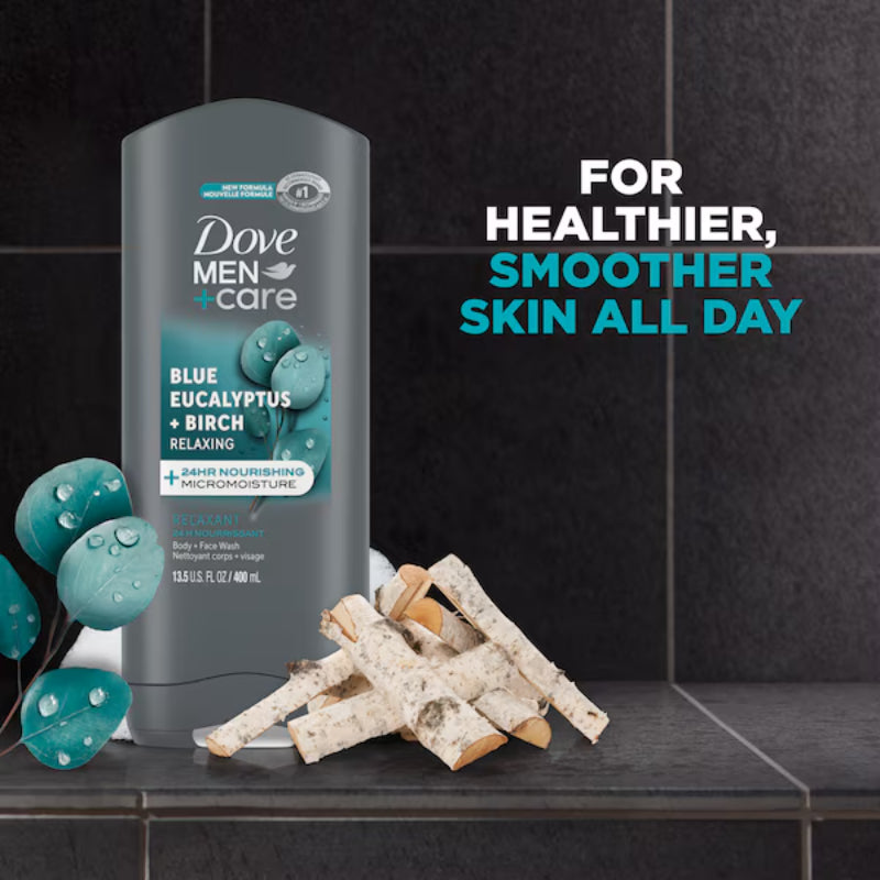 Dove Men+Care Blue Eucalyptus + Birch Relaxing Body + Face Wash 13.5 FL OZ (400ml)