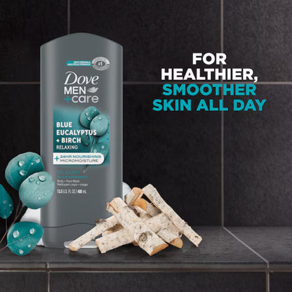 Dove Men+Care Blue Eucalyptus + Birch Relaxing Body + Face Wash 13.5 FL OZ (400ml)