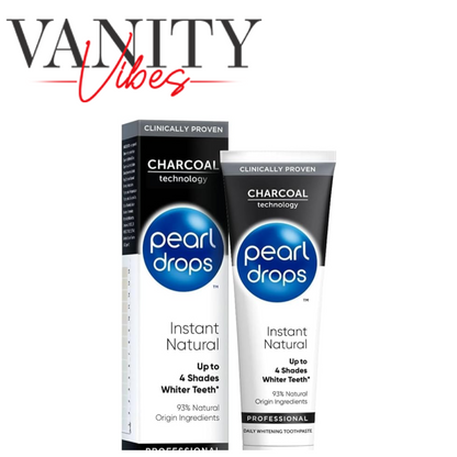 Pearl Drops Instant Natural White Activated Charcoal Toothpaste 75ml - Whitening Toothpaste for Daily Oral Care