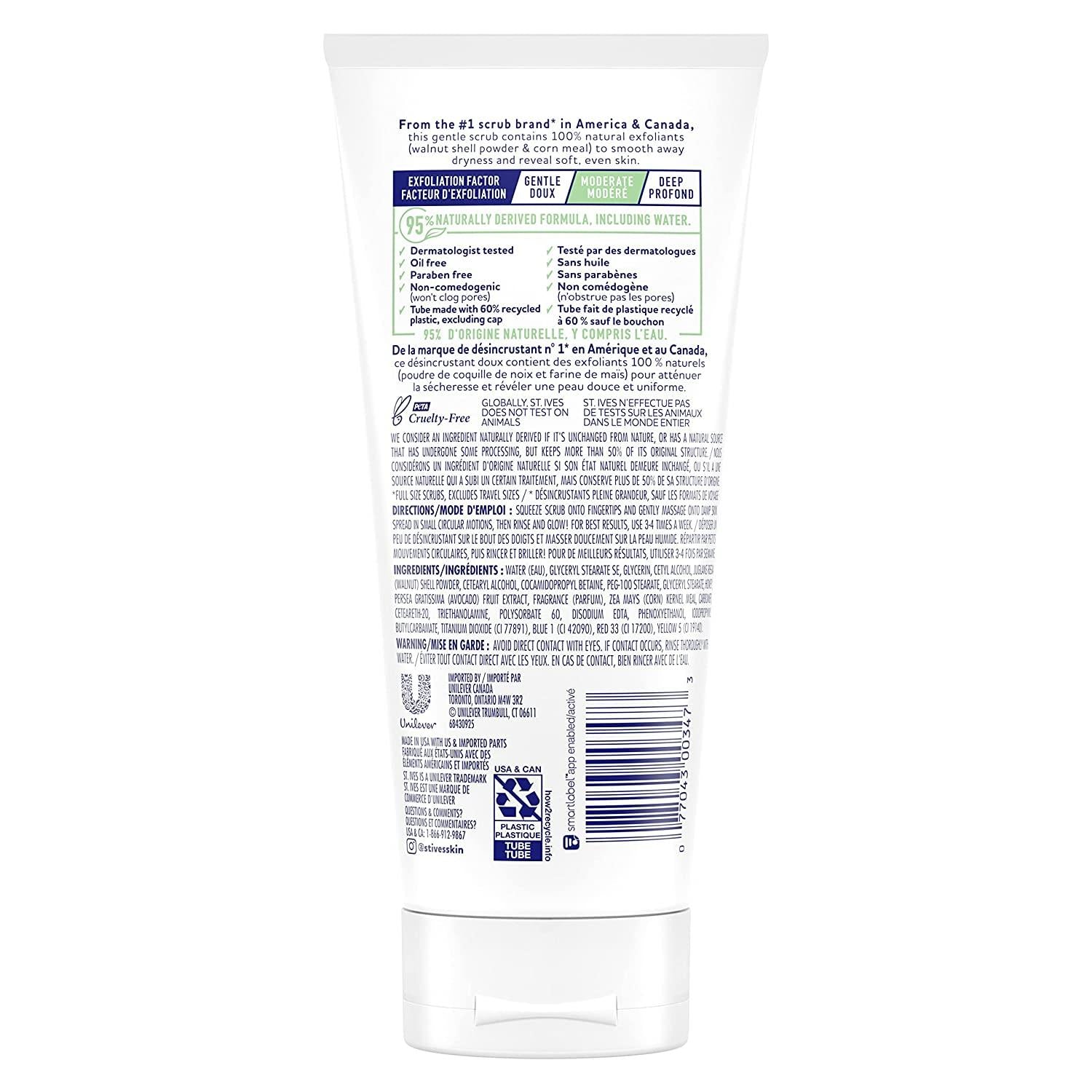 St. Ives Soft Skin Scrub Avocado & Honey 170g Nourishing & Gentle Exfoliating Face Scrub