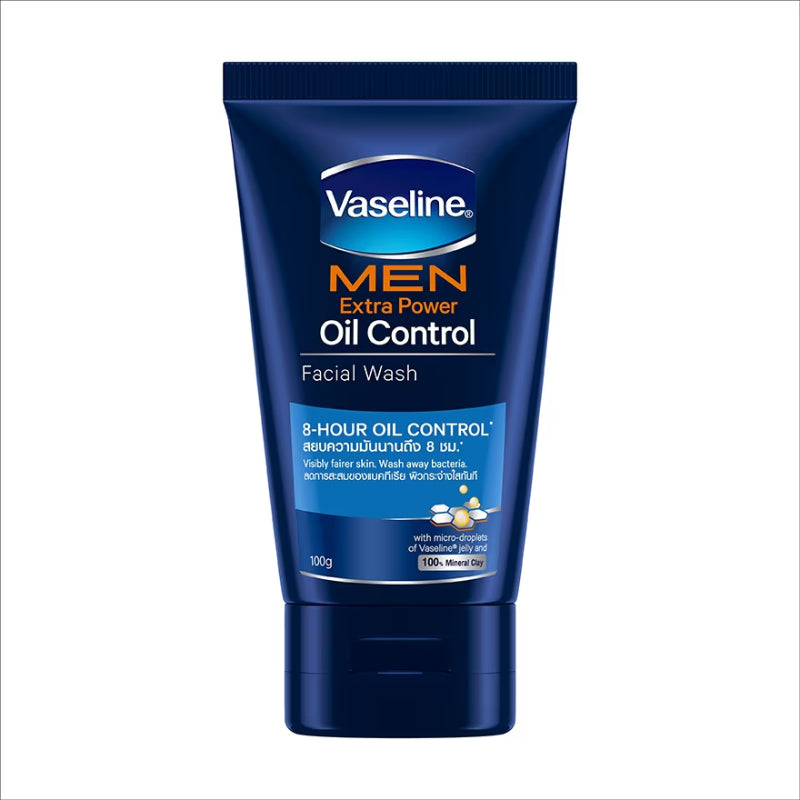 Vaseline Men Extra Power Oil Control Face Wash 100g - Controls Excess Oil & Deep Cleanses Skin
