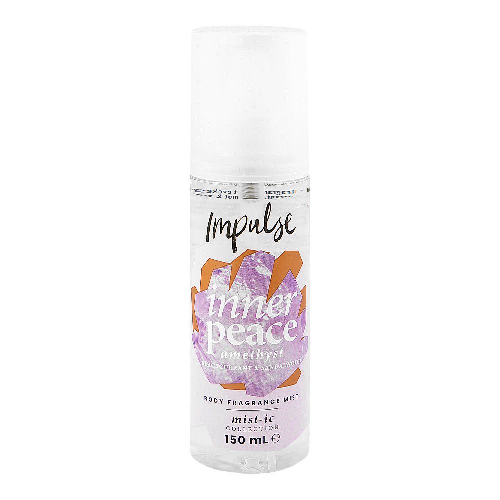 Impulse Inner Peace Amethyst Blackcurrant & Sandalwood Body Fragrance Mist 150ml – Long Lasting Body Mist for Women, Fresh Fr