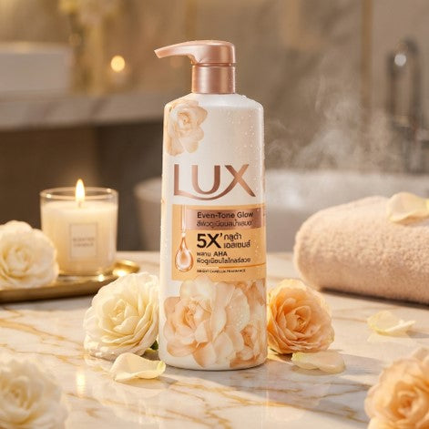Lux Even-Tone Glow Bright Camellia Fragrance Body Wash 450ml – Brightening Shower Gel for Smooth, Radiant & Even Tone Skin