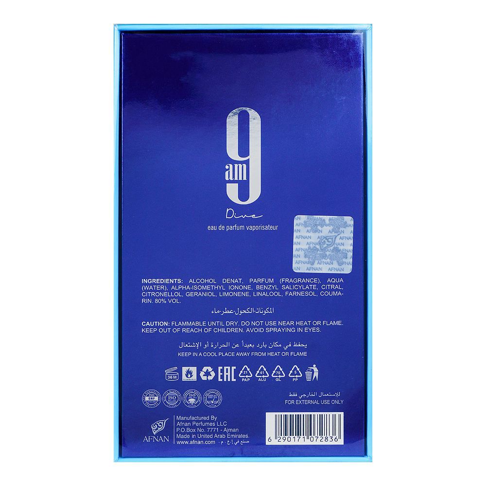 Afnan 9AM Dive- Eau De Parfum-For Men & Women-100ml