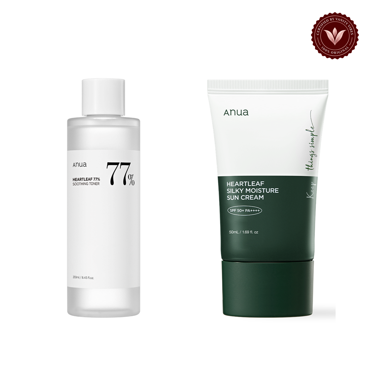 Anua Anua Heartleaf Calm & Protect Duo Toner 250ml + Sun Cream SPF50+ 50ml — Vanity Vibes branded product photo 1
