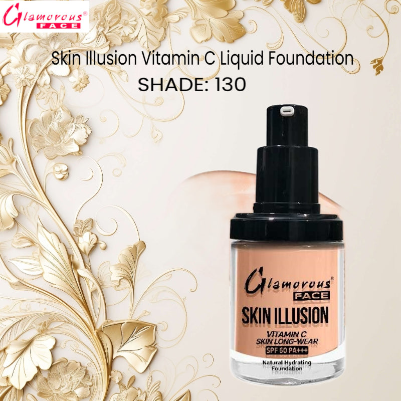 Glamorous Face Skin Illusion Vitamin C Liquid Foundation 25ml (SHADE:130)