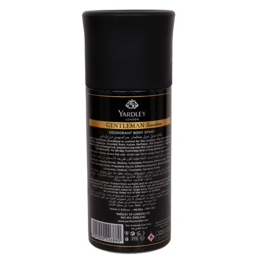 Yardley London Gentleman Grandiose Body Spray for Men 150ml - Long Lasting Luxury Fragrance Deodorant Spray for Daily Freshne