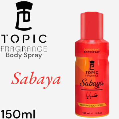 Sabaya Topic Fragrance Perfume Body Spray 150ml - Long Lasting Elegant Body Mist for Women, Fresh & Feminine Daily Scent