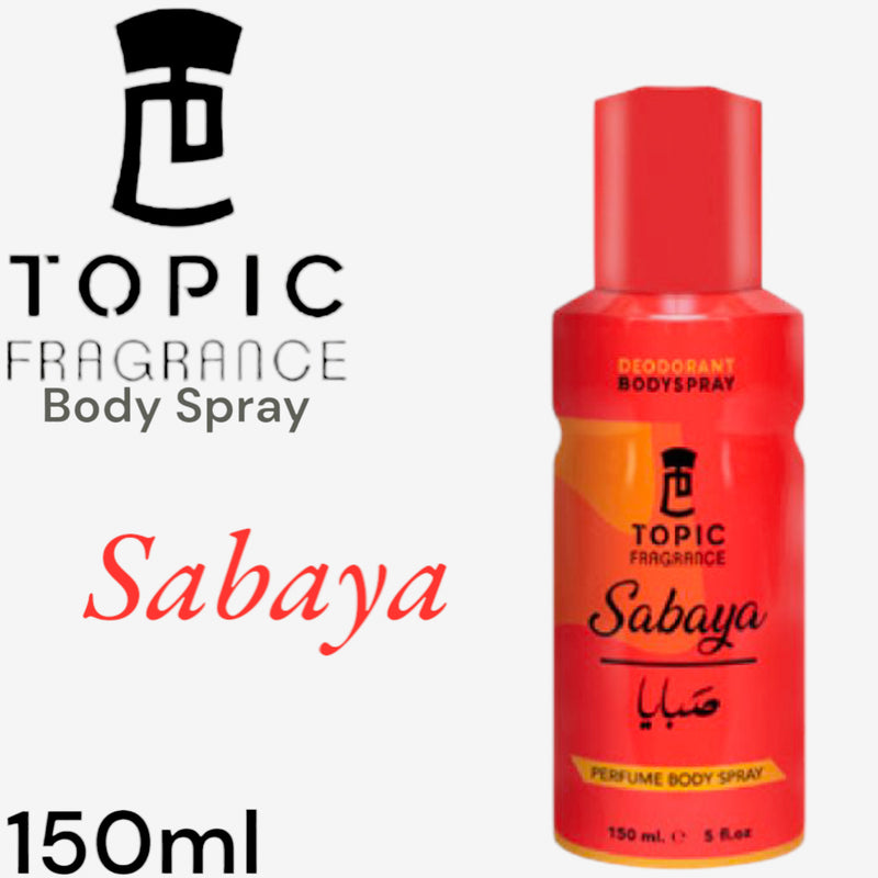 Sabaya Topic Fragrance Perfume Body Spray 150ml - Long Lasting Elegant Body Mist for Women, Fresh & Feminine Daily Scent