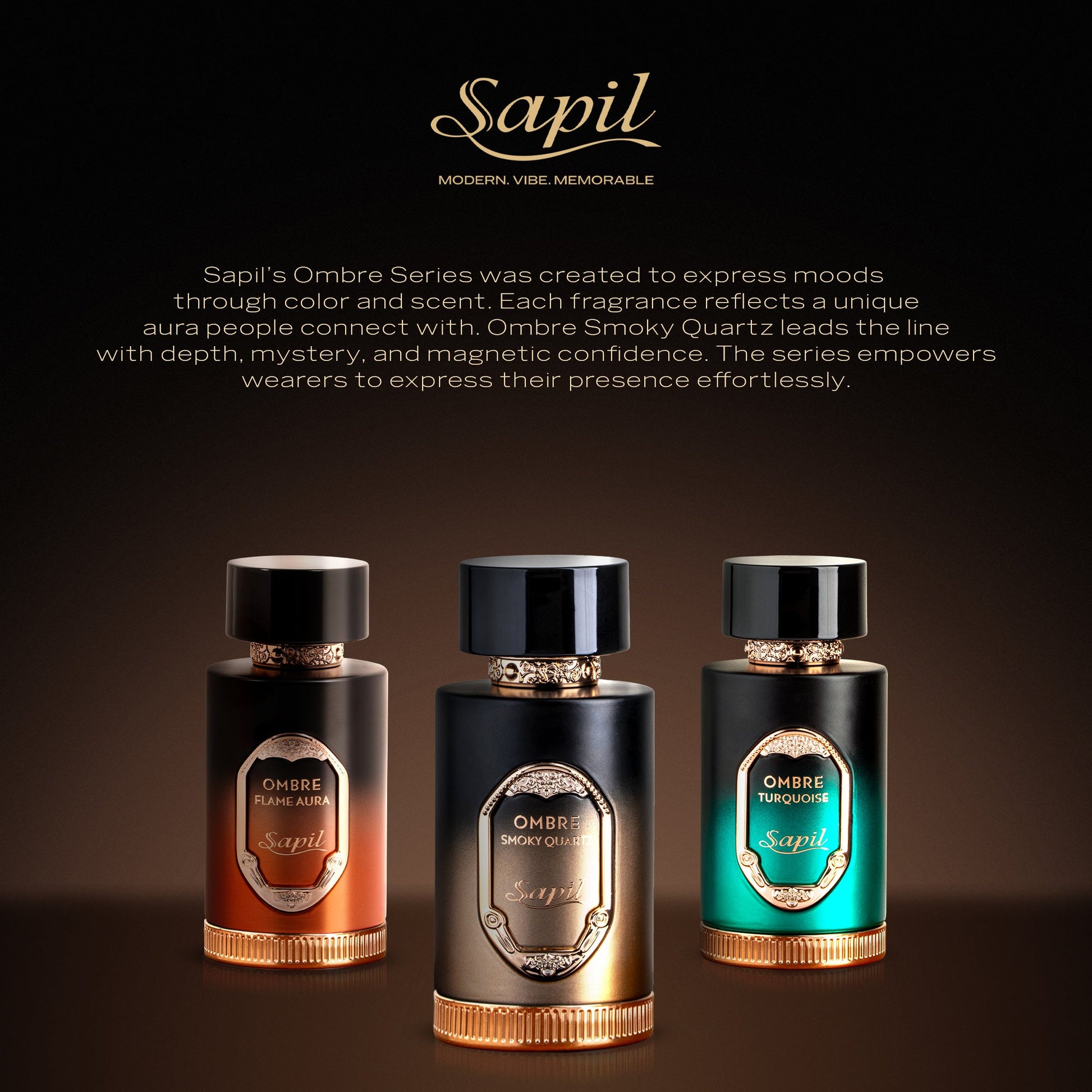 Sapil Ombre Smoky Quartz Eau de Parfum for Men & Women 100ml - Long Lasting Smoky Woody Fragrance Perfume with Warm Amber Not