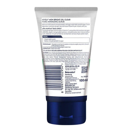 Nivea Men Bright 8H Oil Clear Pore Minimizing Foam 100ml