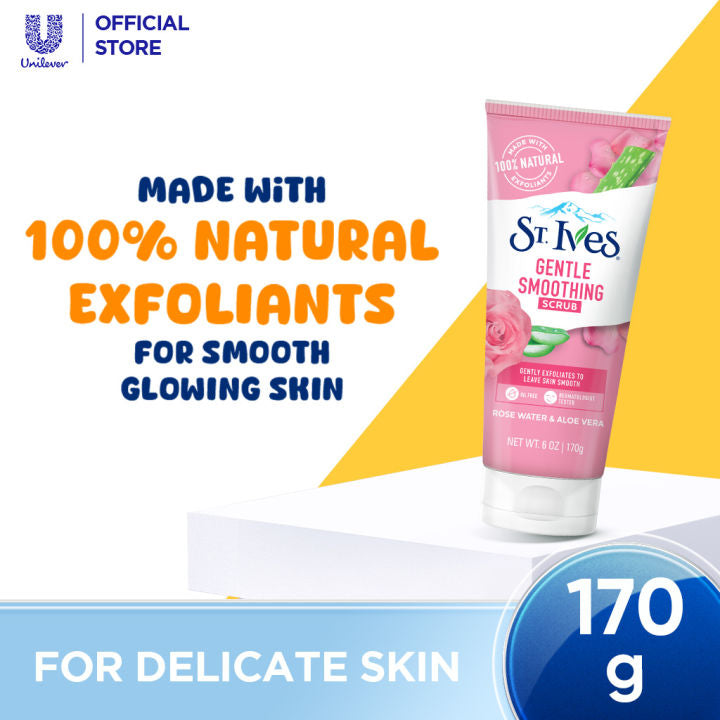 St. Ives Gentle & Smooth Scrub Rose Water & Aloe Vera 170g Soothing & Hydrating Face Scrub