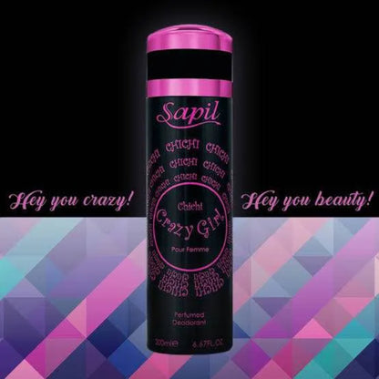 Sapil Chichi Crazy Girl Body Spray 200ml - Long Lasting Sweet Floral Fragrance Mist for Women with All Day Freshness, Odor Pr