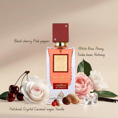 Lattafa Ana Abiyedh Scarlet Eau de Parfum 60ml - Long Lasting Elegant Floral Fragrance for Women