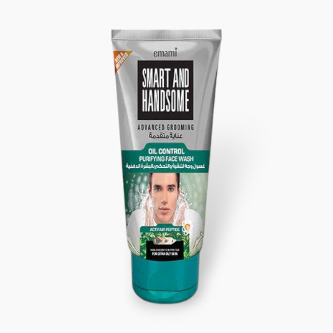 Emami Smart & Handsome Oil Control Purifying Face Wash 50g for Men - Deep Cleansing Anti Acne Oil Control Brightening Face Wa