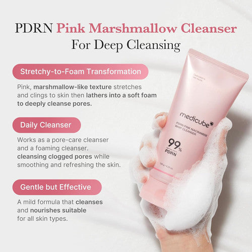 Medicube PDRN Pink Niacinamide Whip Cleanser 120 g Brightening Cleanse & Skin Repair (K Beauty)