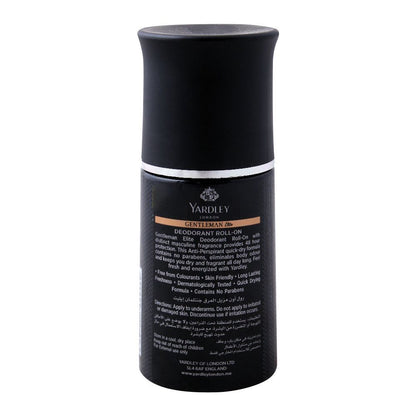 Yardley Gentleman Elite Deodorant Roll-On 50ml - Long Lasting Anti-Perspirant for Men with 48 Hour Sweat Protection, Fresh Ma