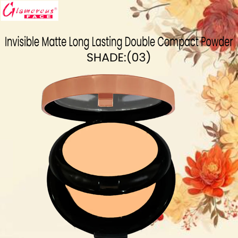 Glamorous Face Invisible Matte Long Lasting Double Compact Powder (Shade:03)