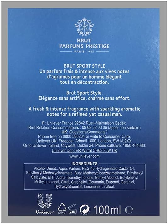 Brut Sport Style EDT Vaporisateur Perfume for Men & Women 100ml