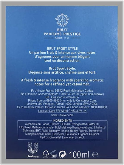 Brut Sport Style EDT Vaporisateur Perfume for Men & Women 100ml