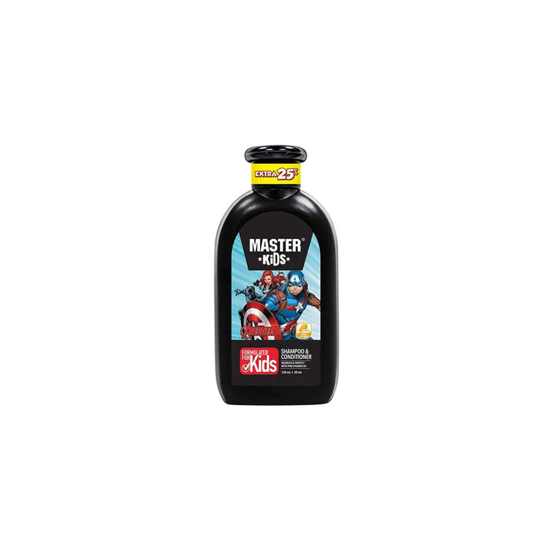 Master Kids Captain America 2-in-1 Shampoo & Conditioner 150ml - Gentle Kids Hair Care Formula for Soft Smooth Hair, Tear-Fre
