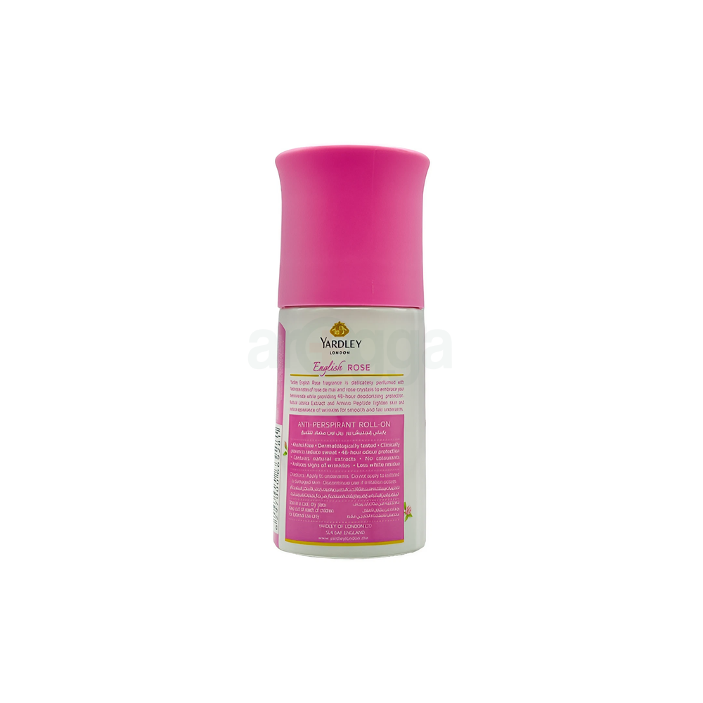 Yardley London English Rose Roll-On Deodorant for Women 50ml - Long Lasting Anti-Perspirant Roll-On with Delicate Floral Rose