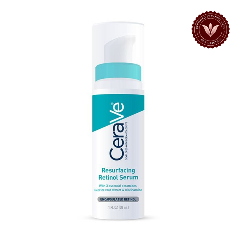 CeraVe Resurfacing Retinol Serum 30 ml USA front with Vanity Vibes badge