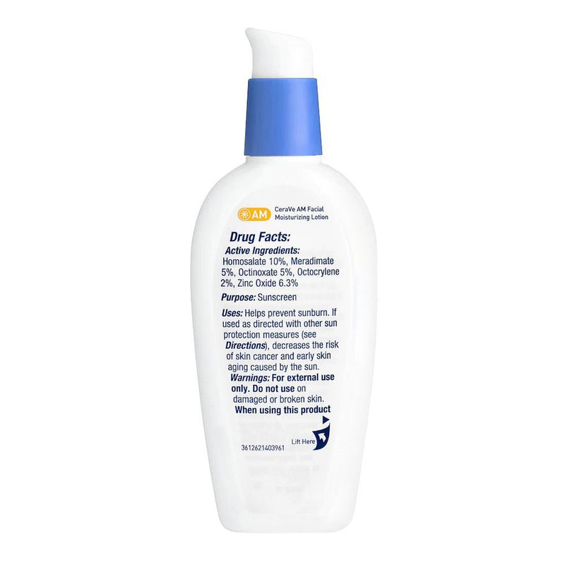 CeraVe AM Facial Moisturizing Lotion SPF 30, 60 ml — back label
