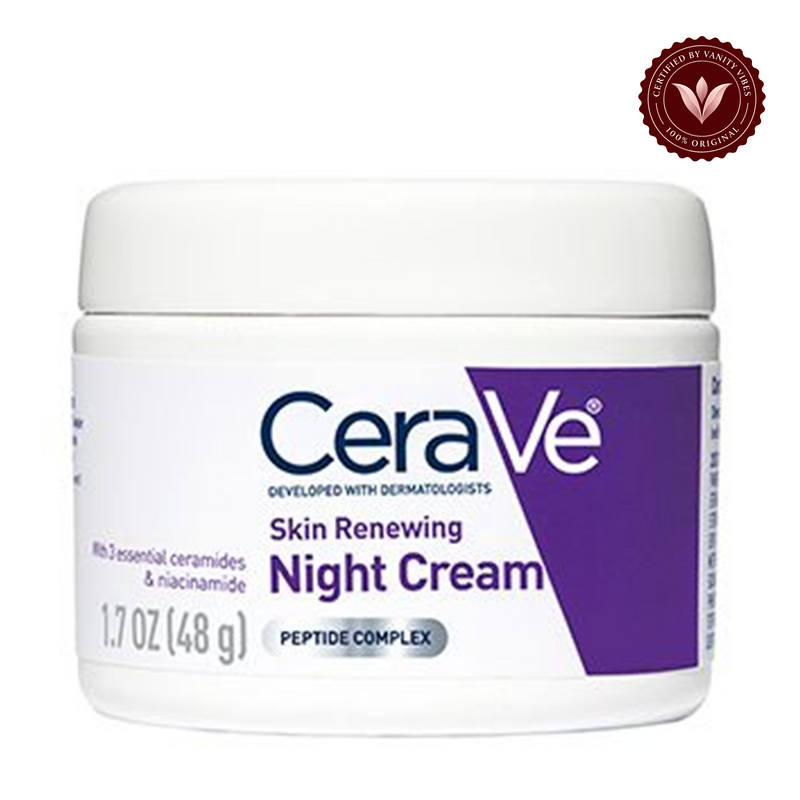 CeraVe Skin Renewing Night Cream 48 g USA jar front with Vanity Vibes badge