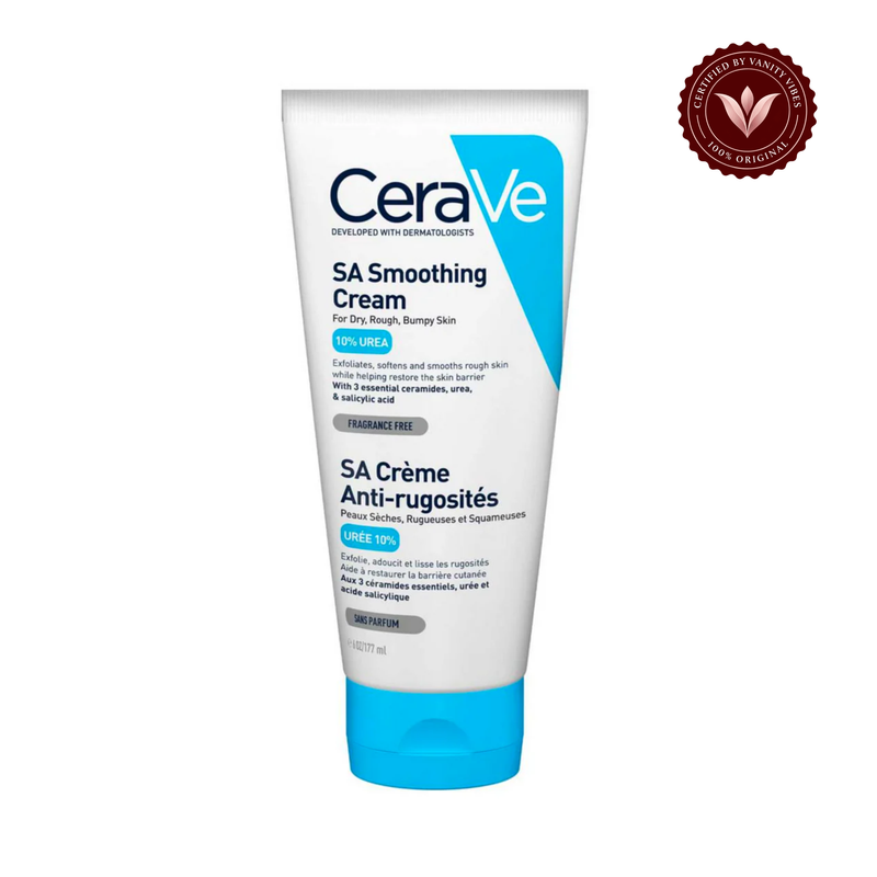 CeraVe SA Smoothing Cream with Salicylic Acid 177 ml, front view with Vanity Vibes badge