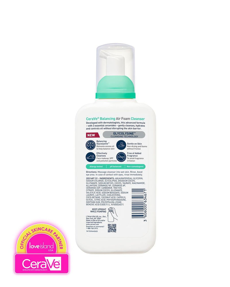 CeraVe Balancing Air Foam Cleanser 237 ml, manufacturer back label