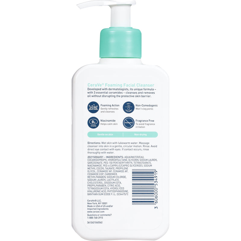CeraVe Foaming Facial Cleanser 12 fl oz (355 ml), rear label