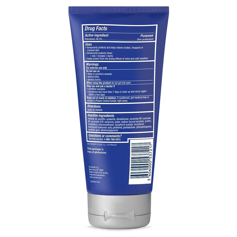 CeraVe Healing Ointment 5 oz (144 g), rear Drug Facts label
