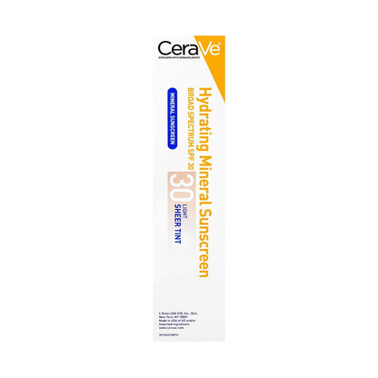 CeraVe Hydrating Mineral Sunscreen SPF 30 Light Sheer Tint 50ml exact package view