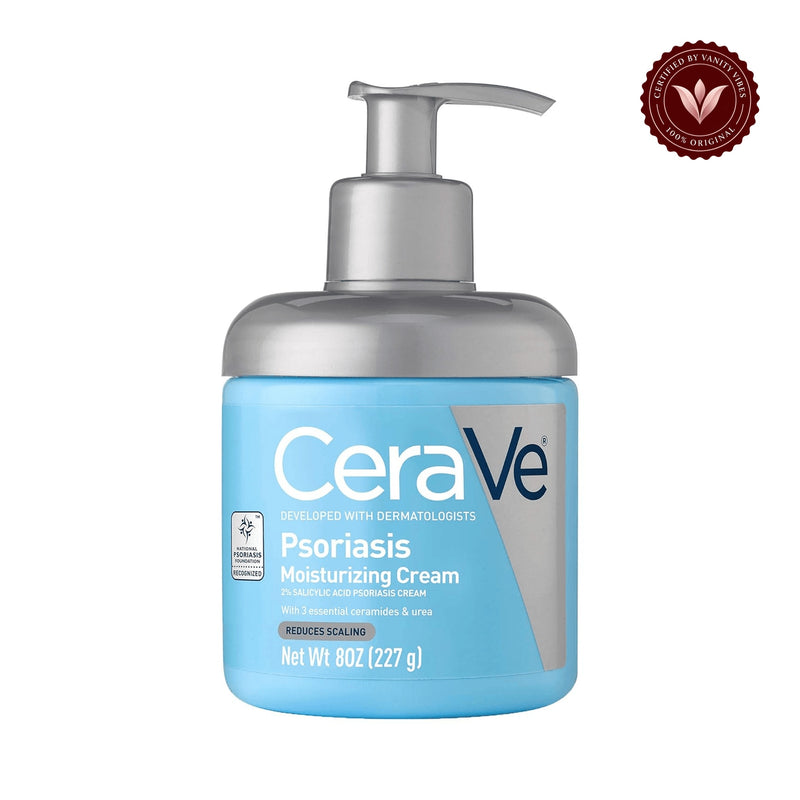 CeraVe Psoriasis Cream (227g) - Relief for Dry & Psoriatic Skin front product photo on white with Vanity Vibes badge