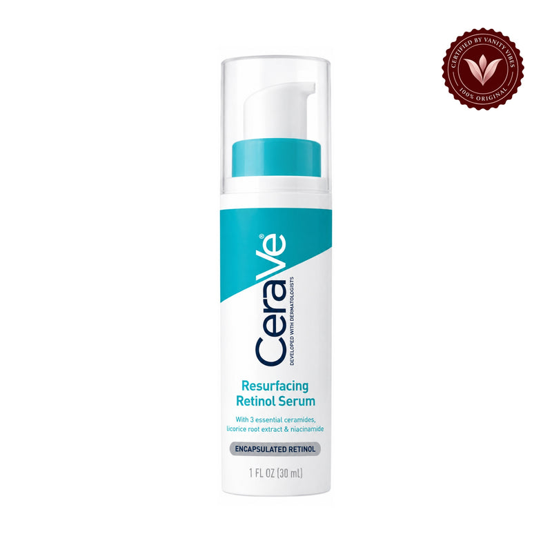 CeraVe Resurfacing Retinol Serum-30ml (USA STOCK WITH BOX) front product photo on white with Vanity Vibes badge